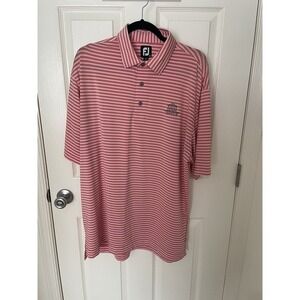 FootJoy Fords Colony Country Club Pink White Stripe Polo Golf Shirt Mens XL